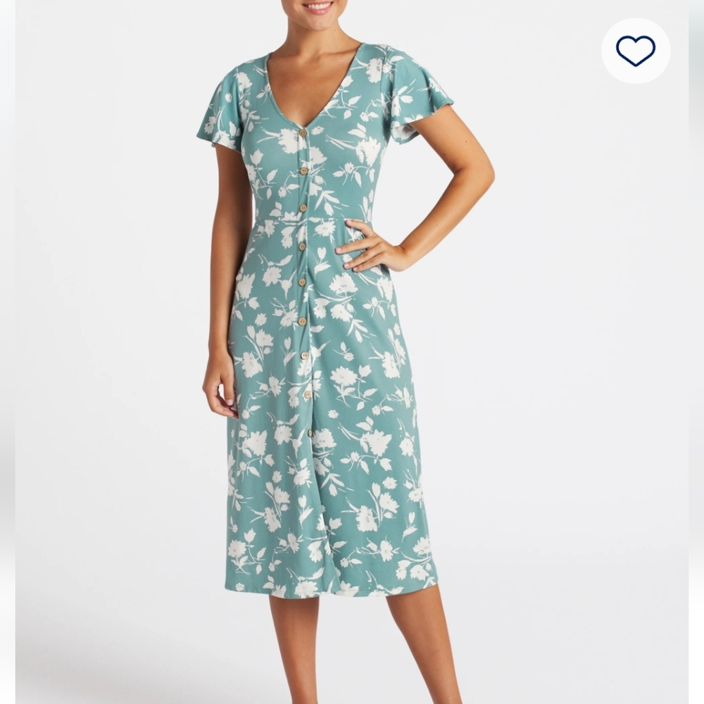 Fortune + Ivy Josie knit midi dress, M, turquoise